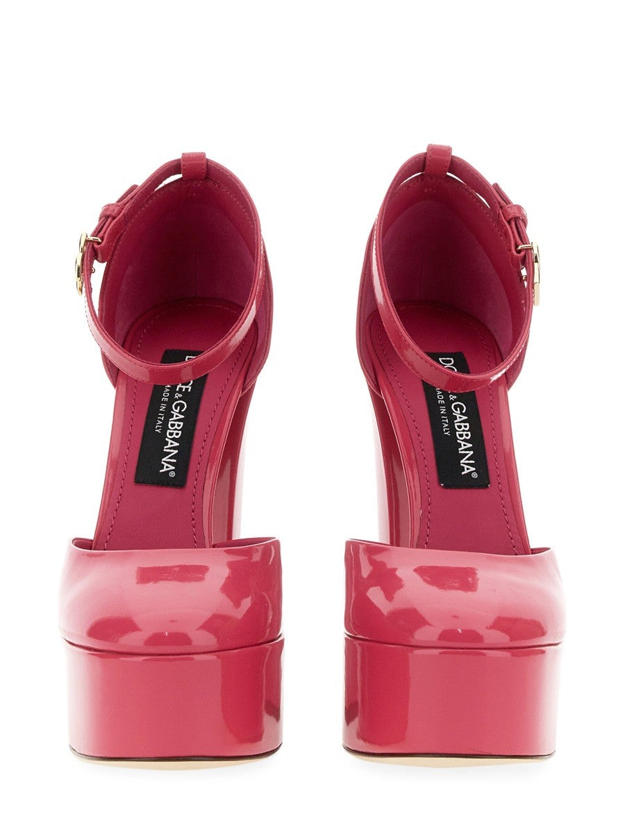 Dolce & Gabbana GLOSSY LEATHER PLATFORM PUMPS