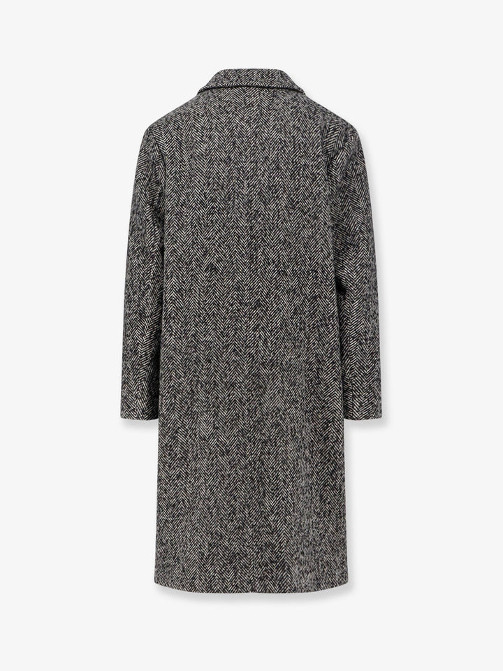 AMARANTO Herringbone pattern wool coat
