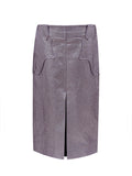 Tom Ford Purple Lurex Eco-Leather Midi Skirt with 'Country' Detail – Siebentaschen
