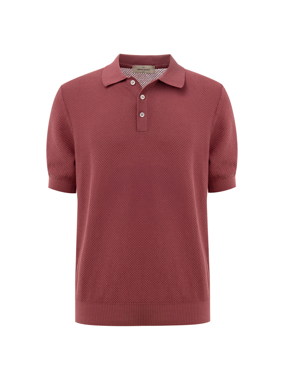 Gran Sasso Men's Honeycomb Piqué Cotton Polo Shirt Red – Siebentaschen