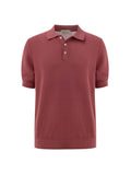 Gran Sasso Men's Honeycomb Piqué Cotton Polo Shirt Red – Siebentaschen