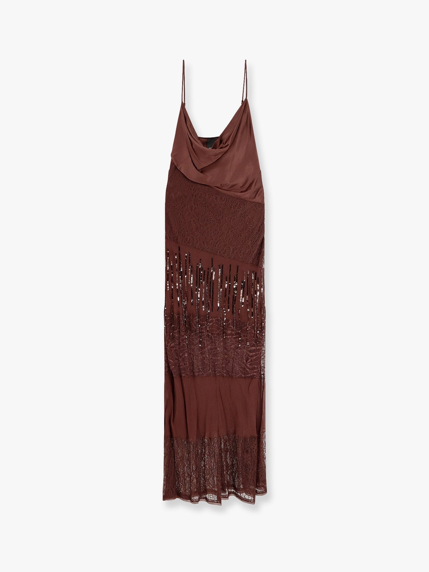 Pinko Ibis satin and lace long dress
