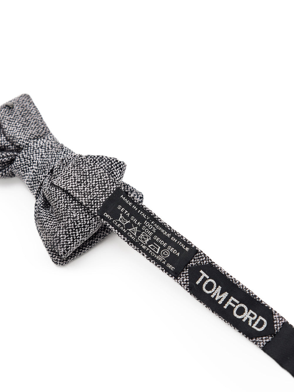Tom Ford Gray/Black Knitwear-Effect Silk Bow Tie
