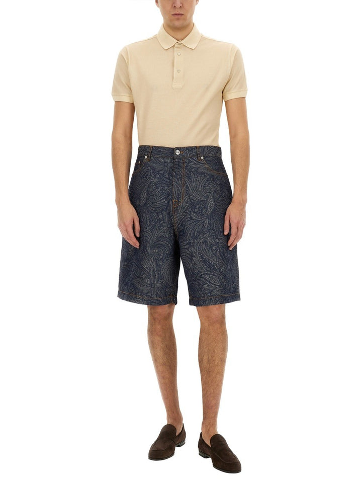 Etro JACQUARD DENIM BERMUDA SHORTS