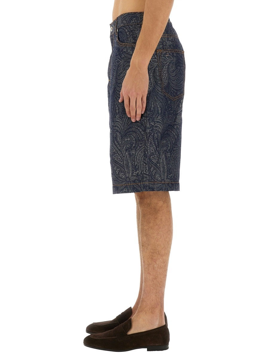 Etro JACQUARD DENIM BERMUDA SHORTS