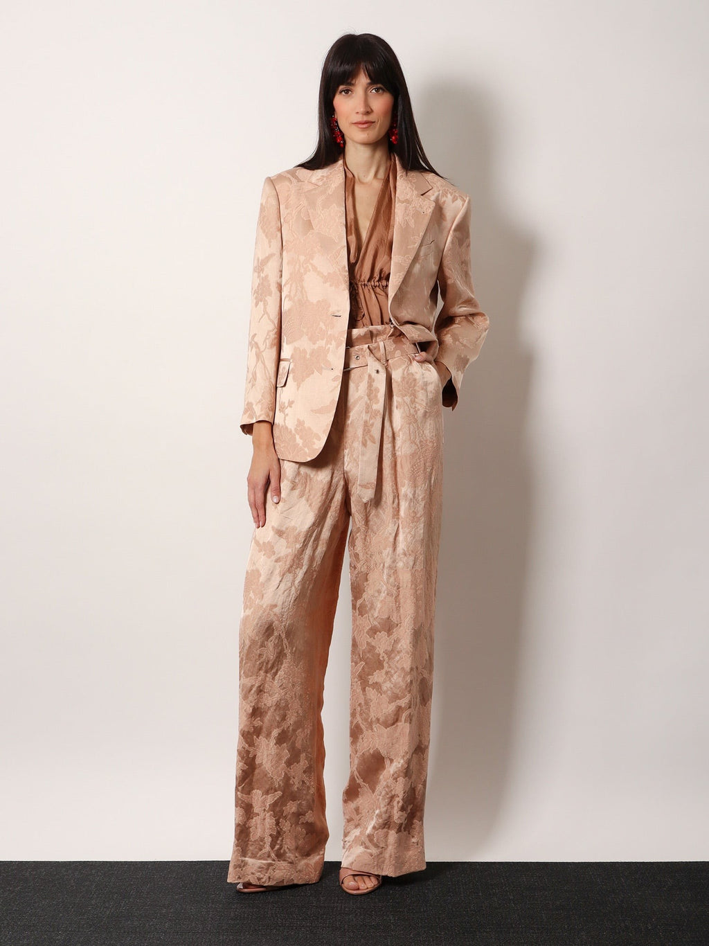 Dries Van Noten Jacquard linen blend blazer with floral motif