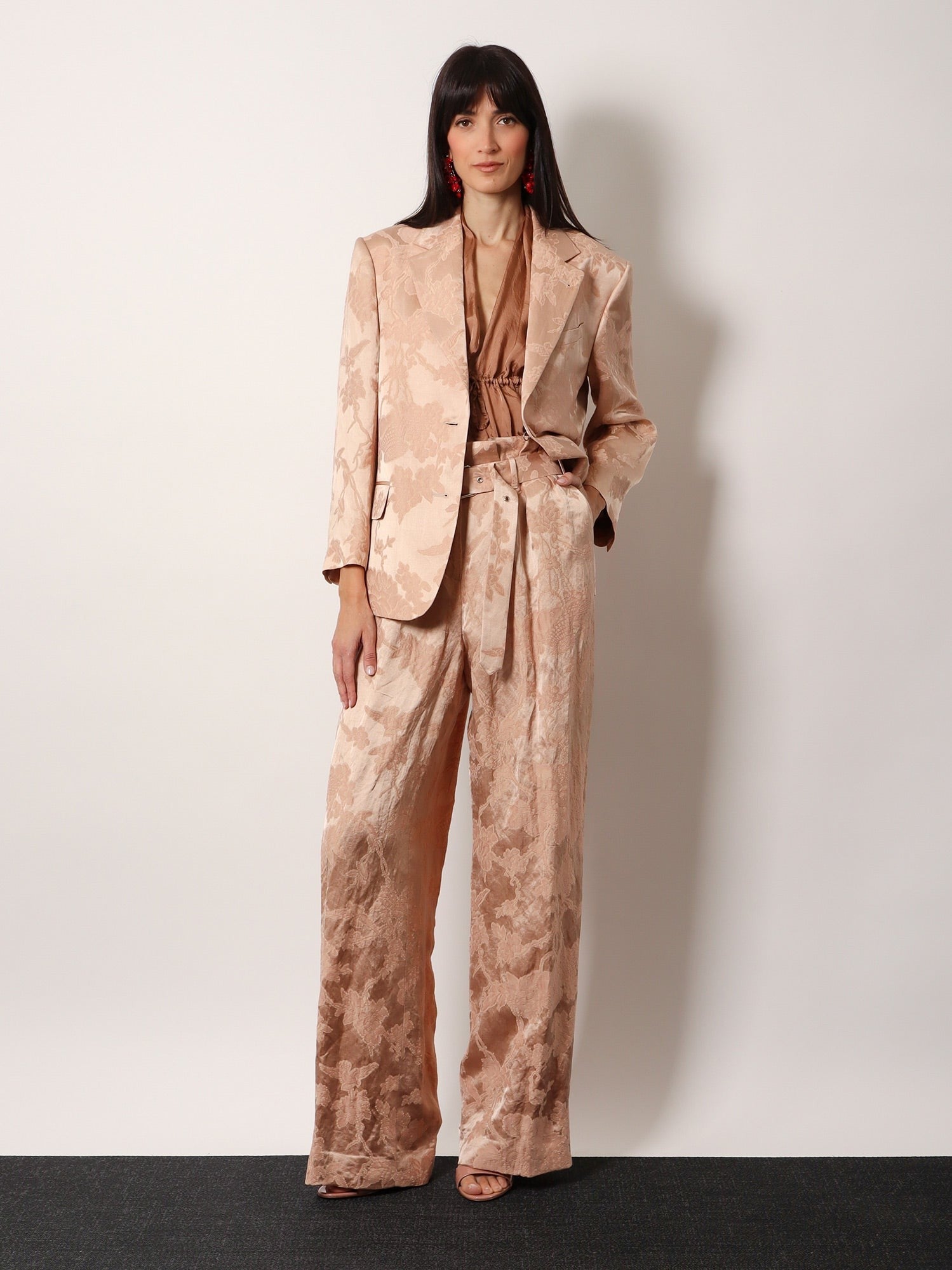 Dries Van Noten Jacquard linen blend blazer with floral motif