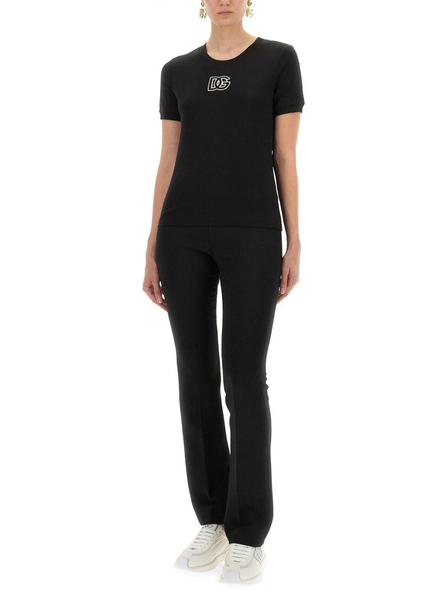 Dolce & Gabbana JERSEY T-SHIRT WITH DG LOGO EMBROIDERY