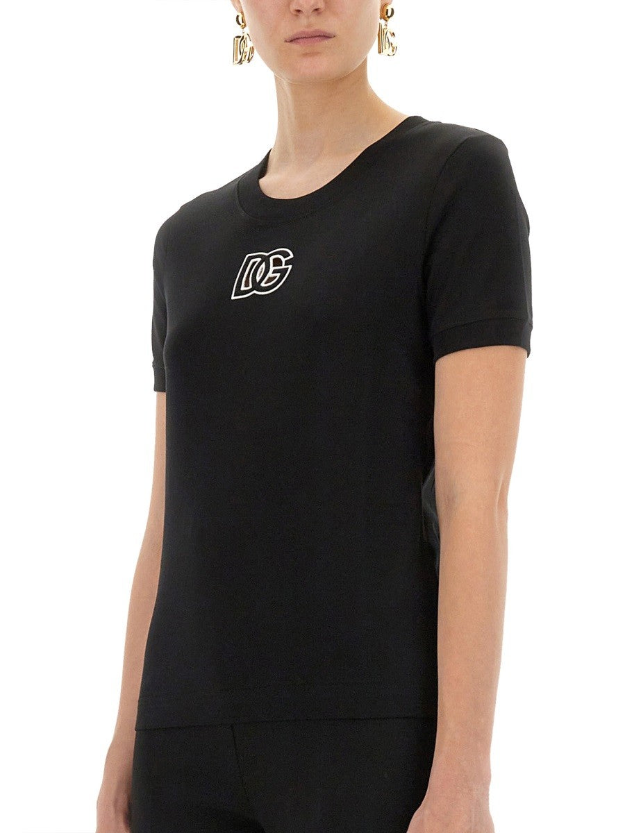 Dolce & Gabbana JERSEY T-SHIRT WITH DG LOGO EMBROIDERY