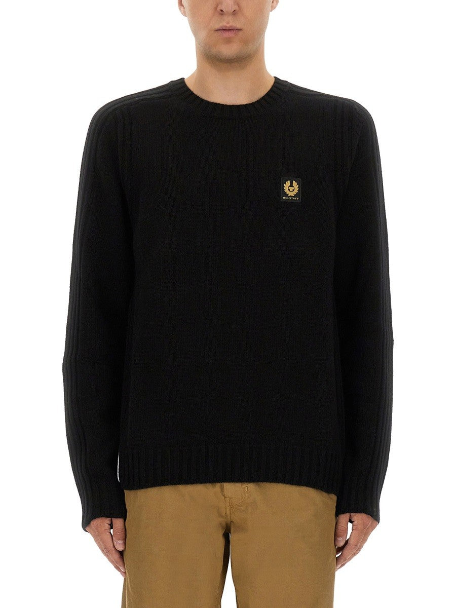 BELSTAFF JERSEY WITH LOGO PATCH