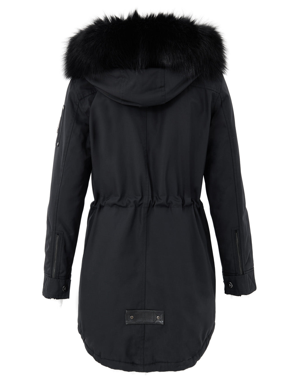 Black Parka Jacket in Technical Fabric with Moose Knuckles Fur
