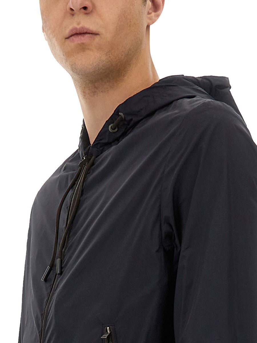 BOSS CAMEL "L-CALFO1" JACKET WITH HOOD AND ZIPPER