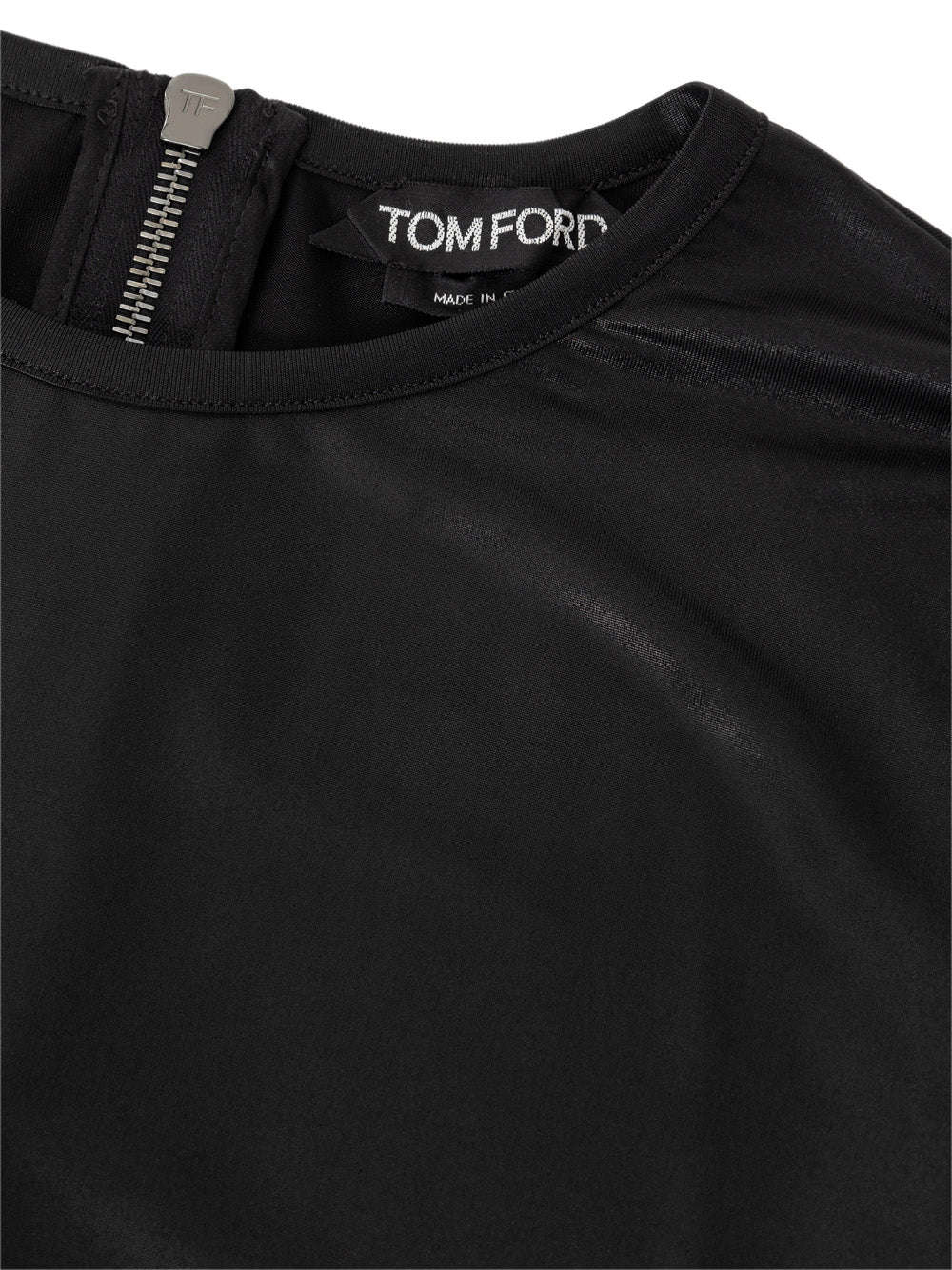 Tom Ford Black Stretch Viscose Long-Sleeve Top with Back Zip – Siebentaschen