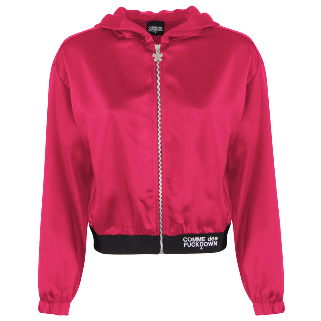 Comme Des Fuckdown Satin Sweatshirt Fuchsia