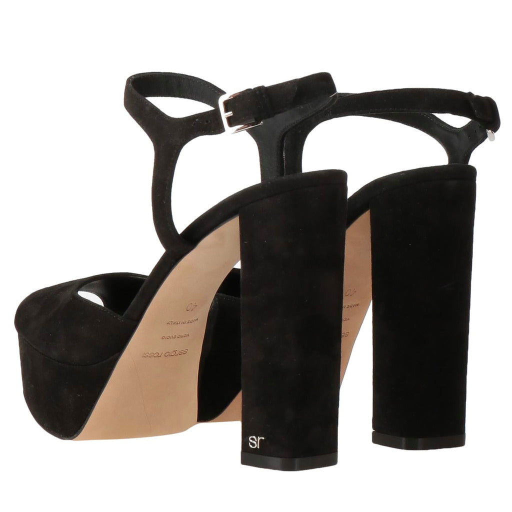 Sergio Rossi Calfskin Velvet Sandals Black — view 3