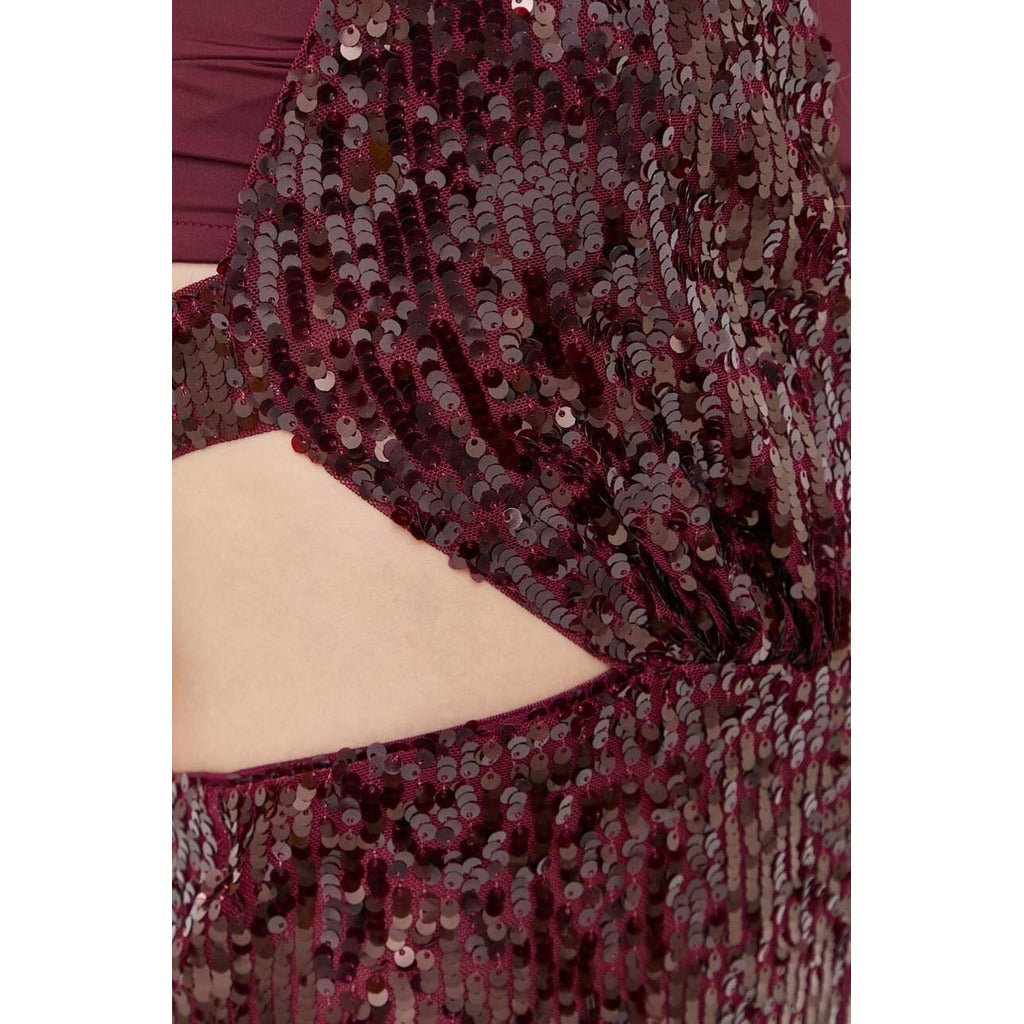 Patrizia Pepe Tuta Paillettes Bordeaux Burgundy — view 6