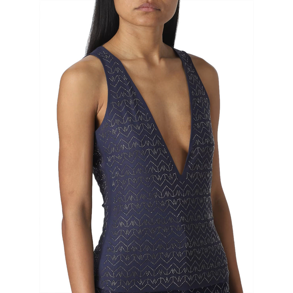Patrizia Pepe Top Monogram Blue Strass Navy — view 4