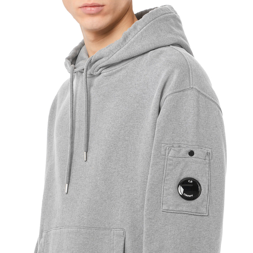 C.P. Company Cotton Sweatshirt Diagonal Goggles Grey — view 3