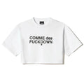 Comme Des Fuckdown Cotton T-Shirt Corta Stampa