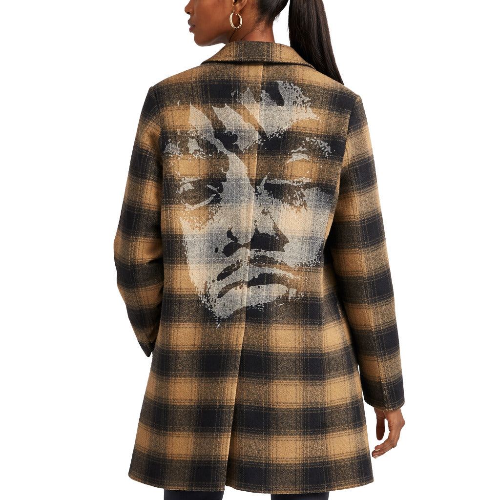 Comme Des Fuckdown Fluckdown Brown And Black Coat — view 2