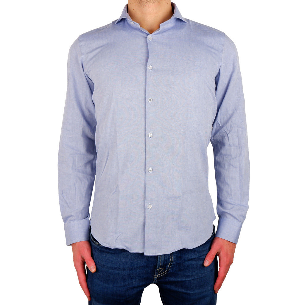 100% Milano Cotton Shirt Sky Blue Light Blue
