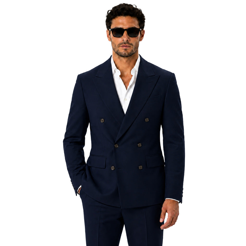 Dolce & Gabbana Jacket Double-Breasted Misto Wool Blue