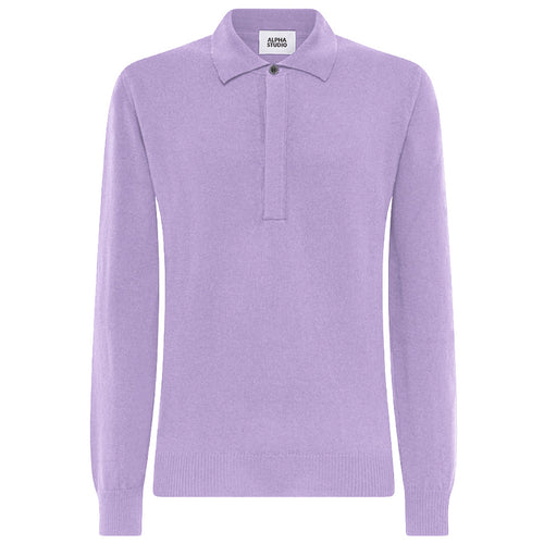 Alpha Studio Cashmere Polo Shirt Lilac