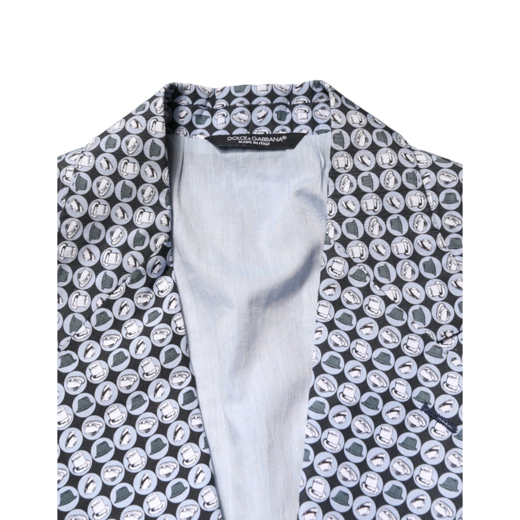 Dolce & Gabbana Cotton Blazer Blue Patterned Single Breasted — view 4