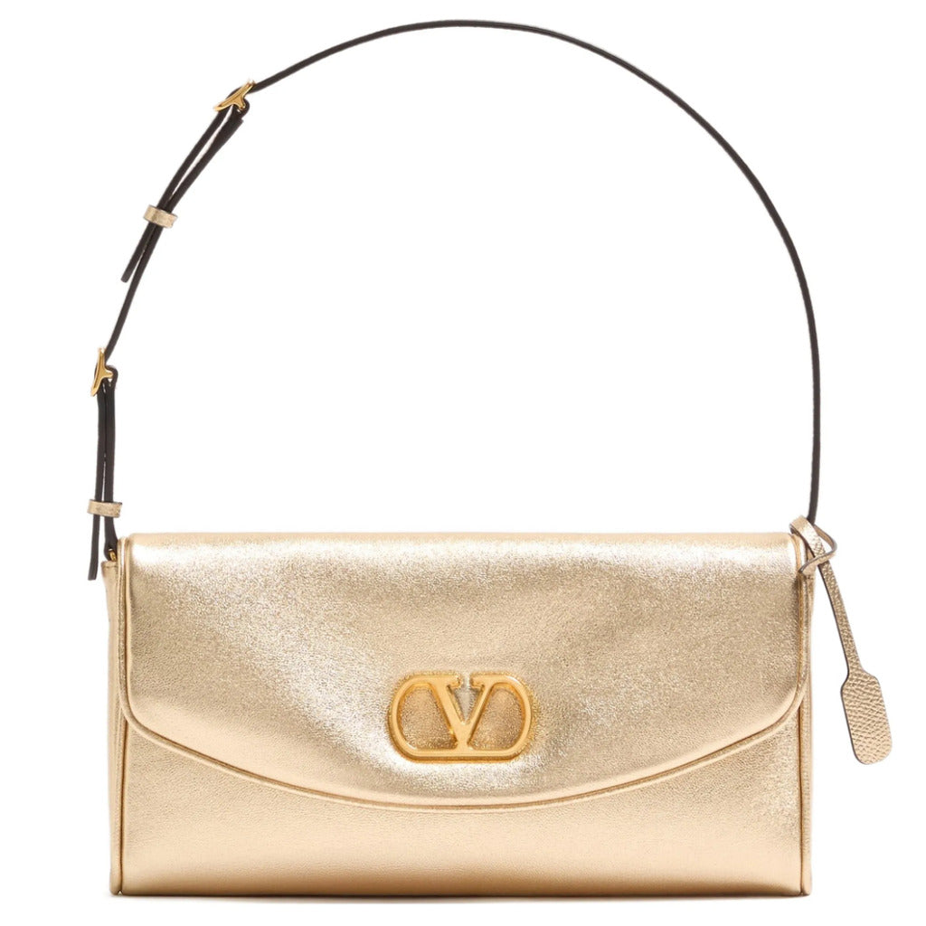 Valentino Garavani Calfskin Shoulder Bag Gold Yellow