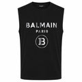 Balmain Cotton Tank Top Logo Silver Mirrored Black
