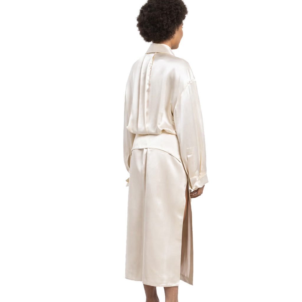 The Attico Satin Viscose Dress Beige — view 3