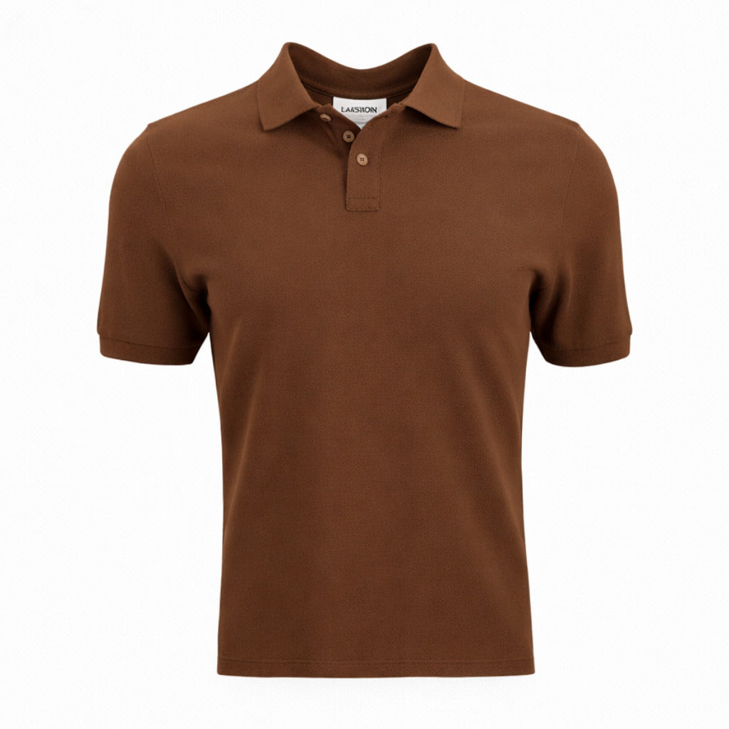 Alpha Studio Cotton Polo Piquet Brown