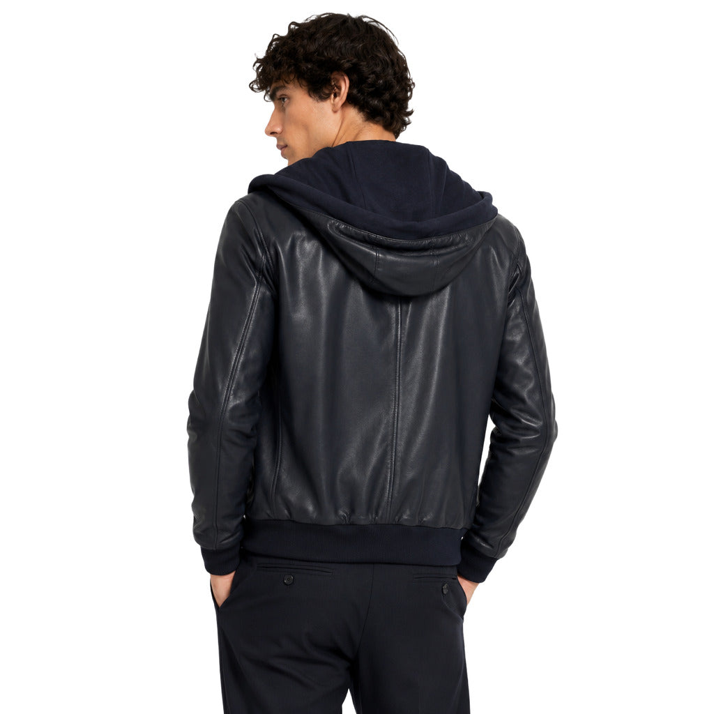 Dolce & Gabbana Lambskin Jacket Leather Hooded Blue — view 2