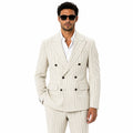 Dolce & Gabbana Linen Jacket Double-Breasted Righe Beige