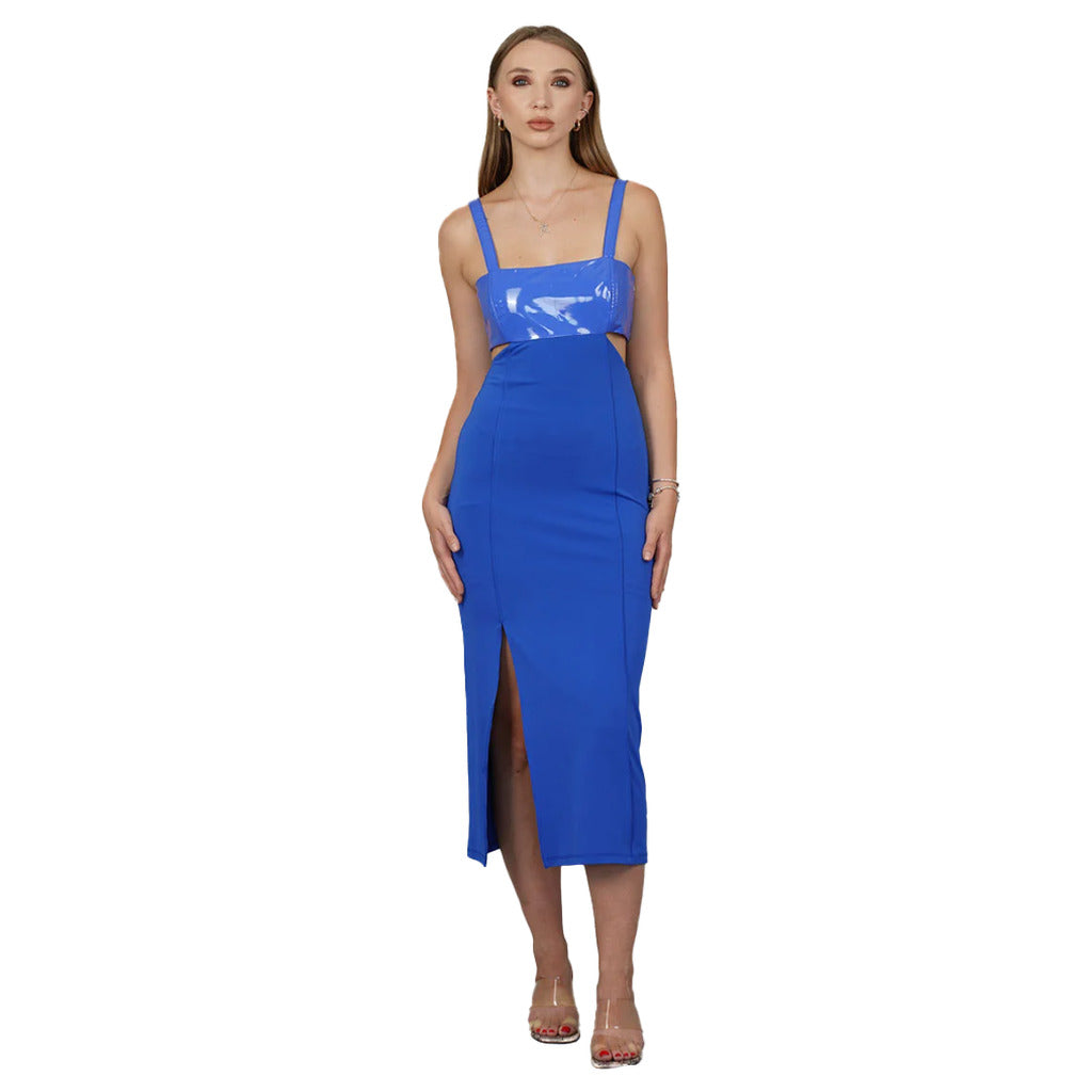 Patrizia Pepe Leather Dress Blue Ray — view 3