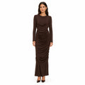 Dolce & Gabbana Wool Dress Lungo Arricciatura Brown