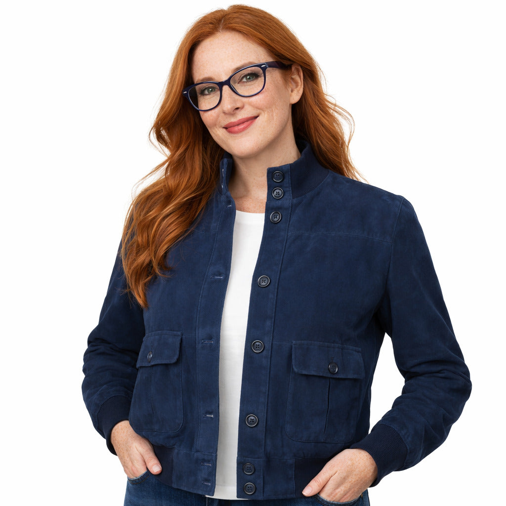 Emilio Romanelli Suede Jacket Blue