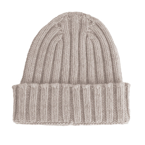 Mütze aus 100 % Kaschmir, beige, englische Strickart