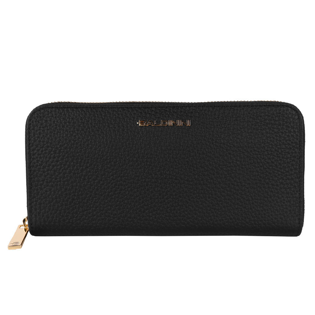 Baldinini Leather Wallet, Zipper Closure, Brand Logo On