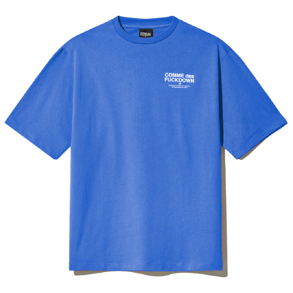 Comme Des Fuckdown Cotton T-Shirt Jersey Blu Blue