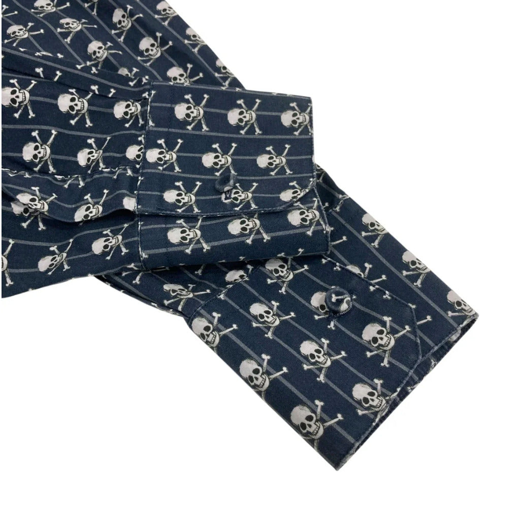Dolce & Gabbana Cotton Shirt Print Teschi Blue — view 3