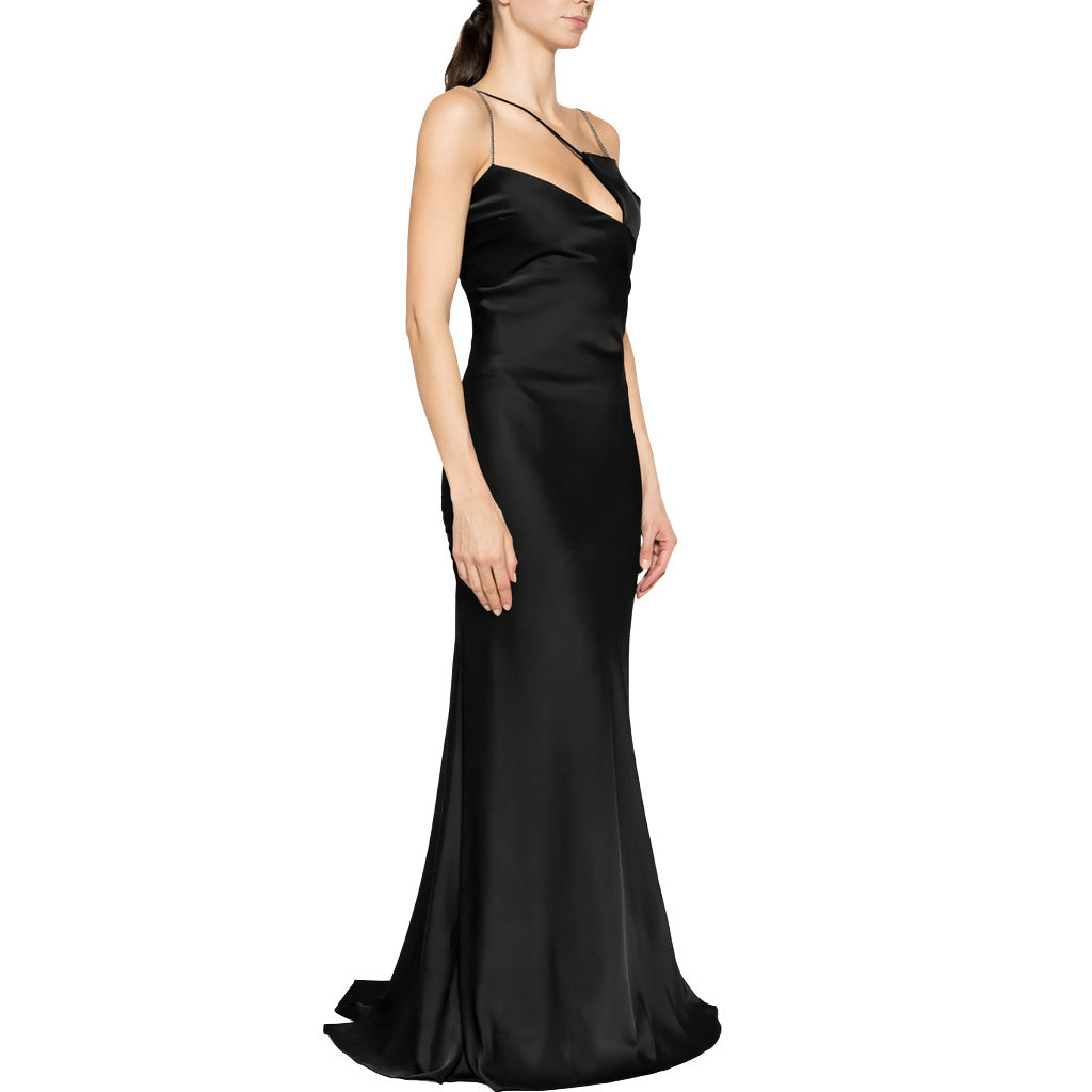 The Attico Dress Lungo Smanicato Black — view 3