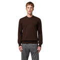 Alpha Studio leather Wool Sweater Dark Brown