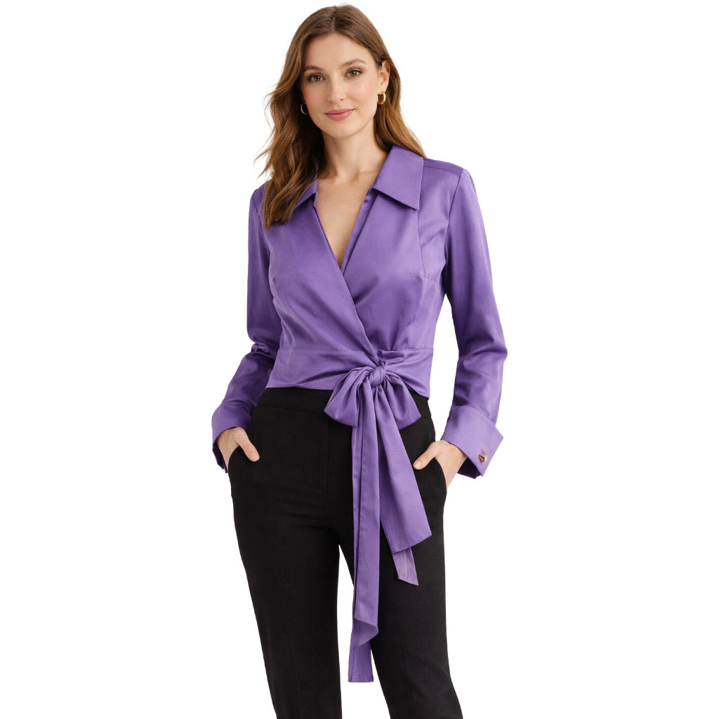 Elisabetta Franchi Shirt Purple Incrociata Due Code — view 2