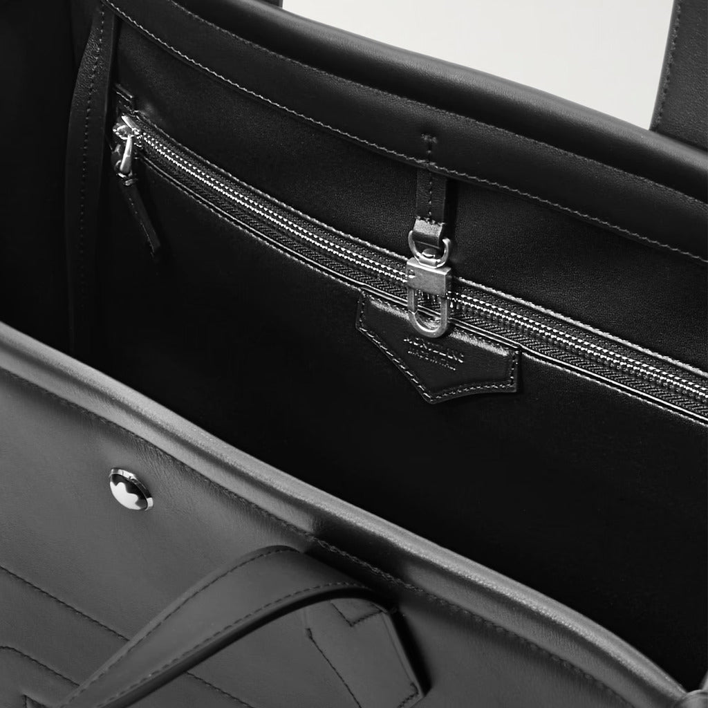 Montblanc Leather Tote Bag In Pelle Black — view 7