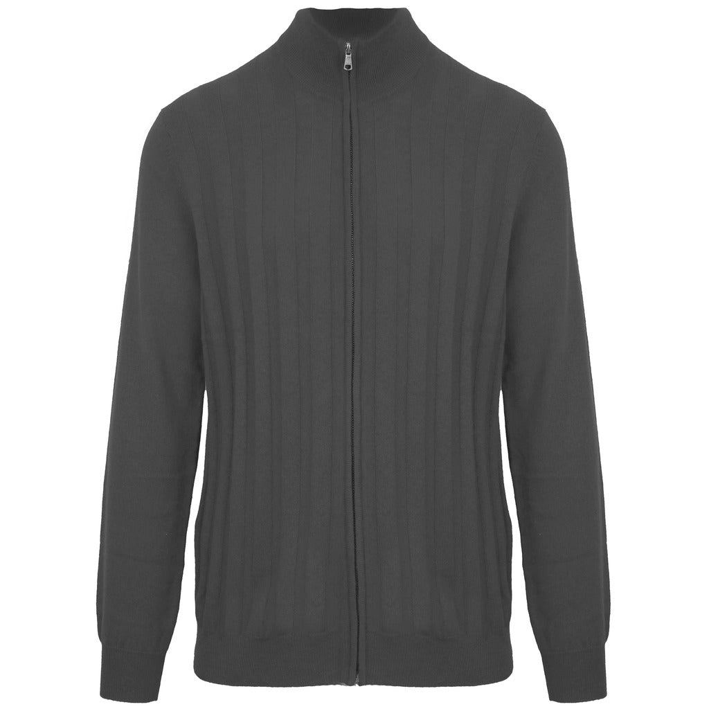 Malo Wool Cardigan Zip Antracite