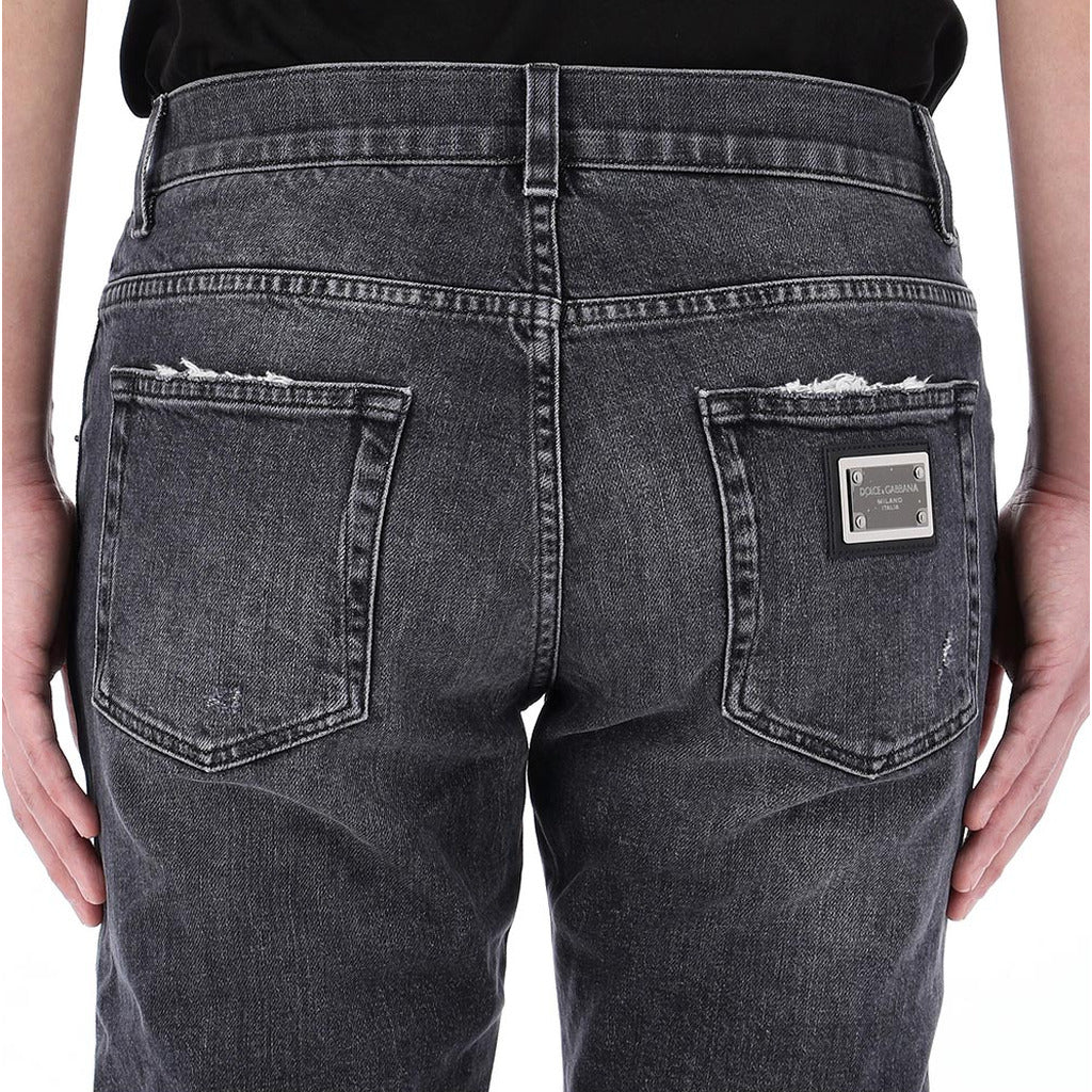 Dolce & Gabbana Cotton Lucky Chance Logo Distressed Denim Grey — view 5