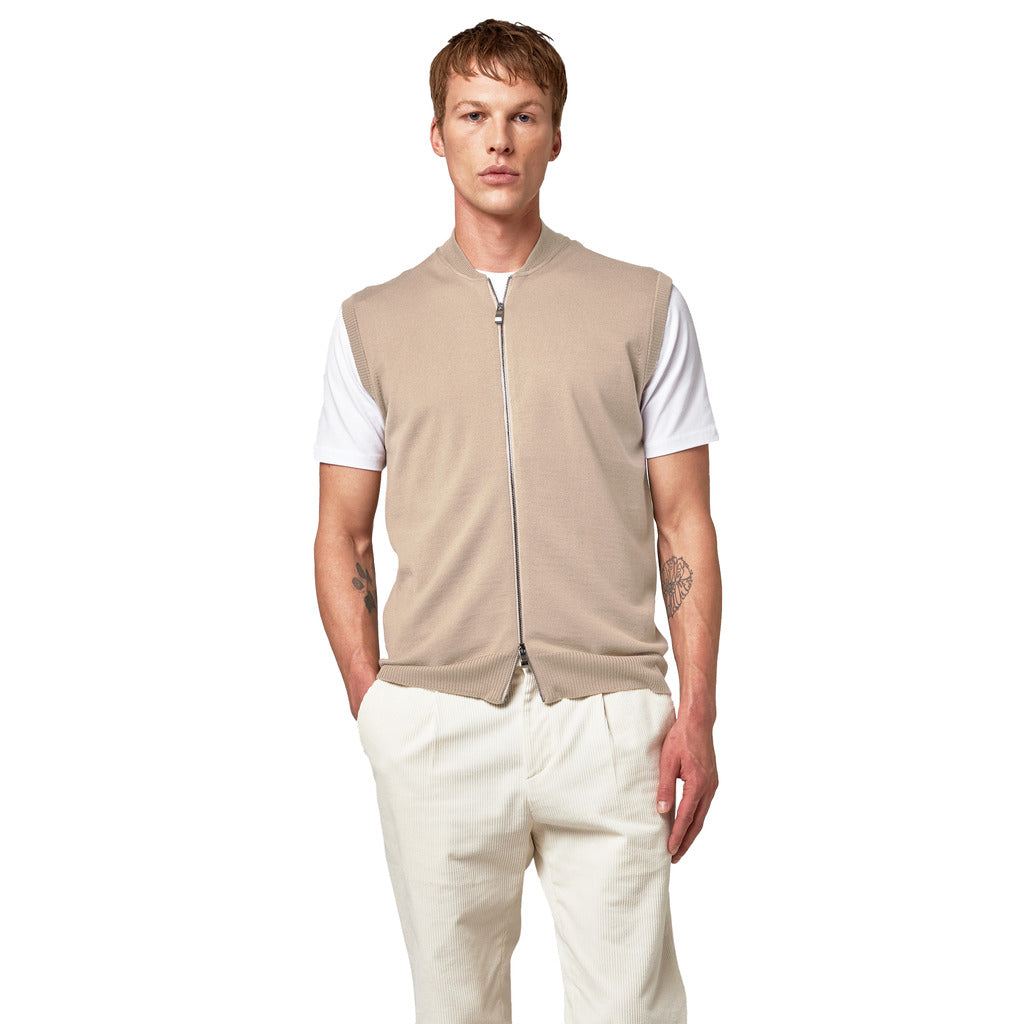 Alpha Studio Merino Vest Bomber Zip Beige