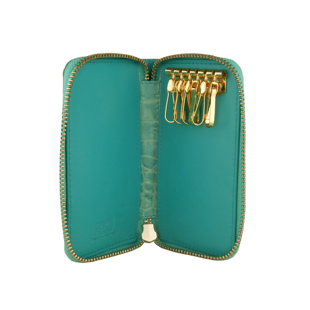 Cavalli Class Keyholder, Turquoise Color, Zip Closure, 100% Leather — view 3