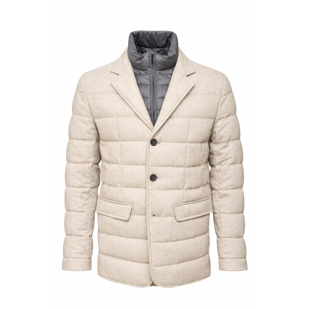 Herno men's light beige padded jacket, white